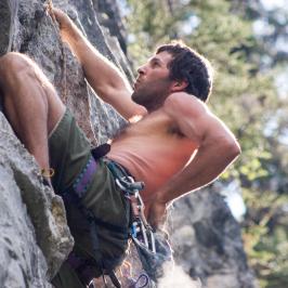 Man rock climbing